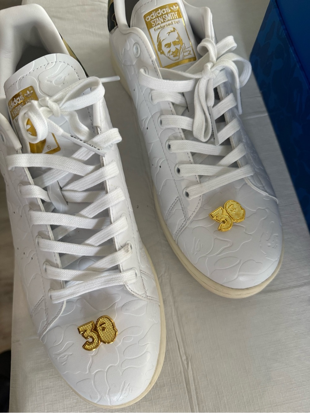 adidas & Bape 30th Anniversary White & Gold Stan Smith Sneakers